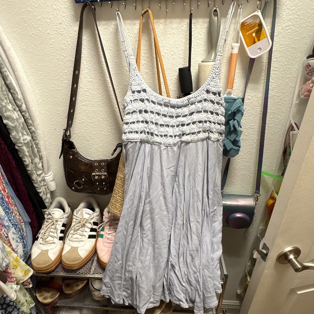 O’Neill Light Blue Crochet Detail Boho Dress